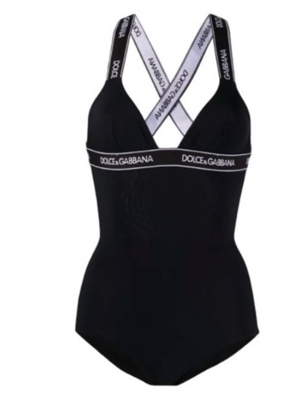 NWT Dolce & Gabbana Black and white Logo-Trim One-Piece bathing suit size small